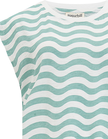 T&#8209;shirt Chrissy Relaxed Off White Sea Green detail