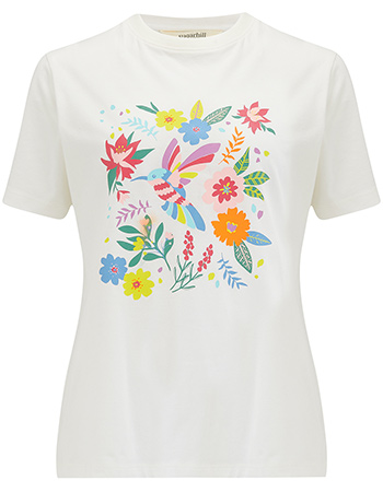 T&#8209;shirt Maggie Tropical Hummingbird White