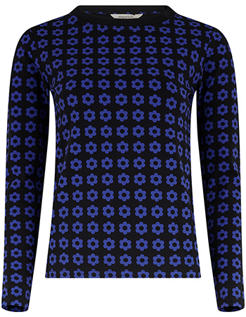 Longsleeve Josie Retro Floral Black Blue