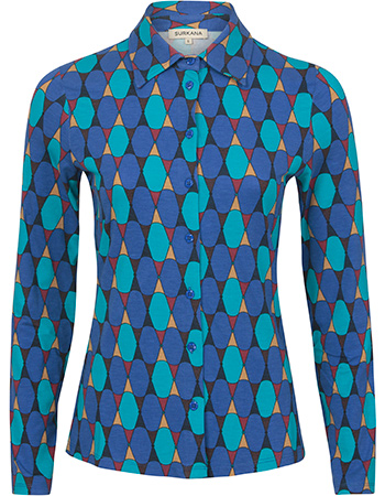 Blouse Wabi Geo Blue