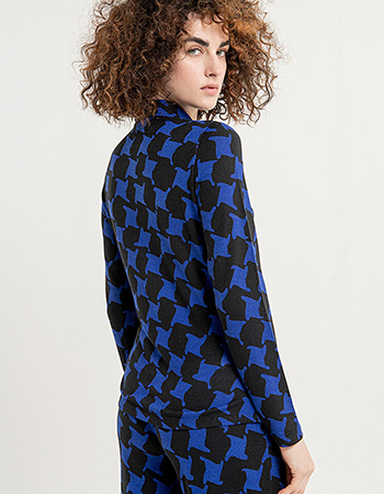 Blouse Com Soft Geo Blue