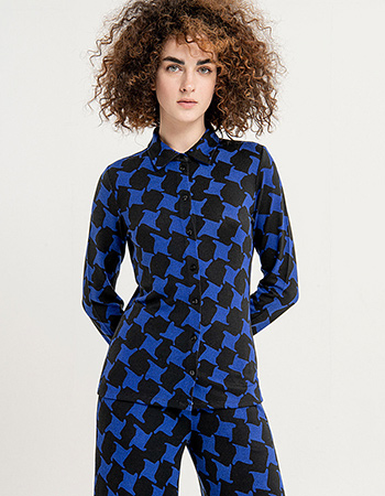 Blouse Com Soft Geo Blue