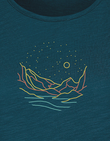 T&#8209;shirt Nature Mountain Stars Cool Petrol Green detail