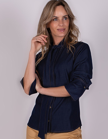 tijdloze denim blouse van tencel