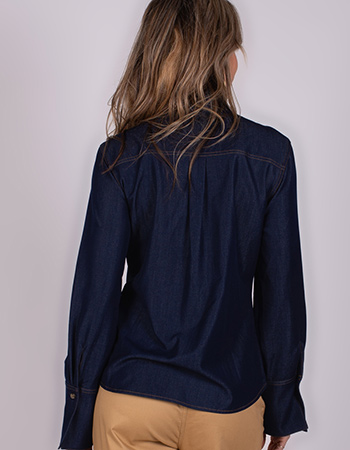 spijkerblouse van The Clothed met strik