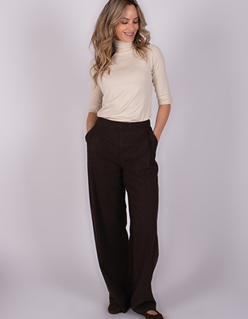 chocolade bruine pantalon van Tencel 