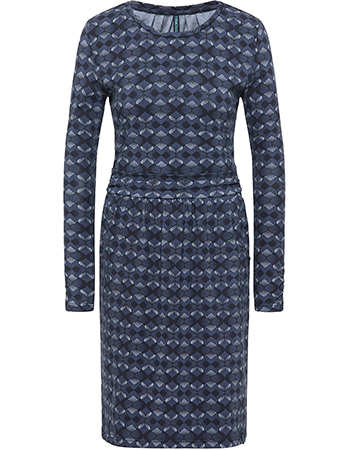 Jurk Waisted Quatrefoil Navy