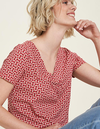 T-shirt met V-hals Waves Red