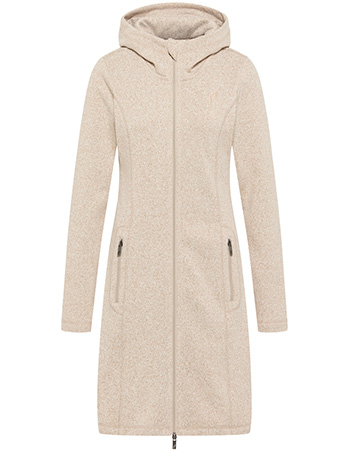 Vest Lang Rits Fleece Capuchon Ecru
