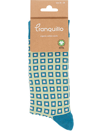 Sokken Summer Square Green Blue detail