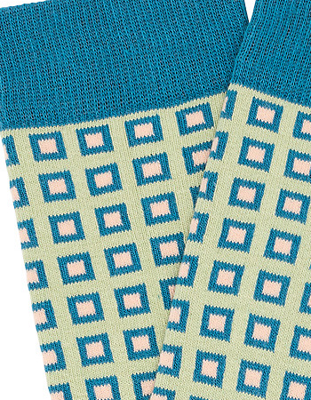 Sokken Summer Square Green Blue detail
