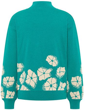 Trui Cosy Flowers Bay Green detail