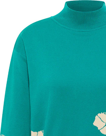 Trui Cosy Flowers Bay Green detail
