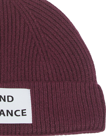 Beanie Gerecycled Wol Find Balance Burgundy detail