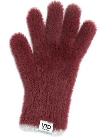 Handschoenen Gerecycled Fluffy Bordeaux detail