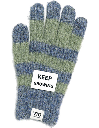 Handschoenen Gerecycled Wol Keep Growing Green Navy detail