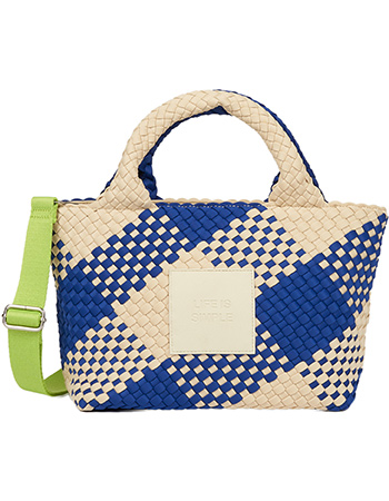 Tas Amelia Life Is Simple Blue Beige detail