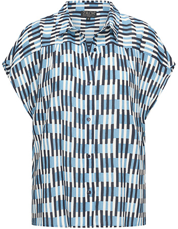 Blouse Korte Mouw Check Navy