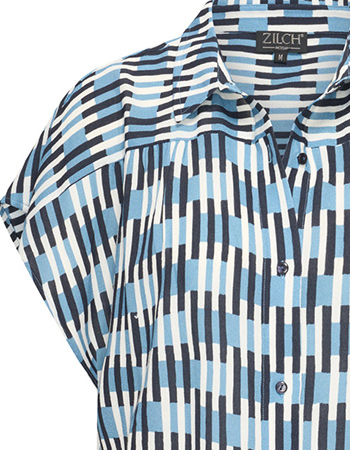 Blouse Korte Mouw Check Navy detail