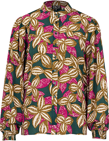 Blouse Flower Fancy Sleeve Pine Woodcut