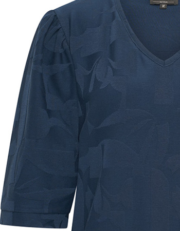 Shirt Top Flower V Neck Navy detail