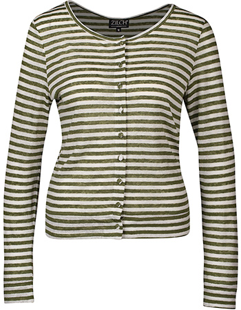 Cardigan Lir  Round Neck Stripe Moss