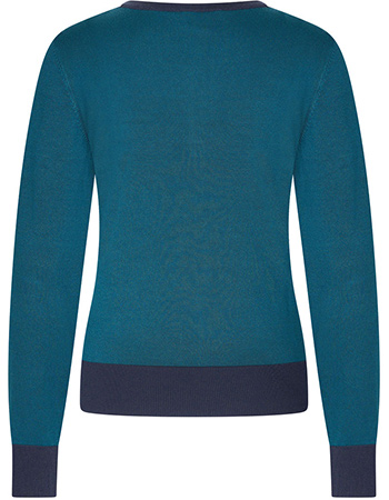 Cardigan Round Neck Bamboe Two Tone Petrol detail