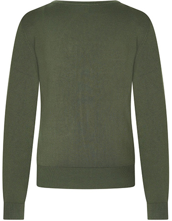 Cardigan V Neck Bamboe Dark Green detail