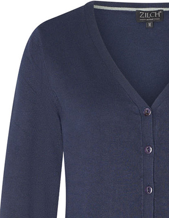 Cardigan V Neck Bamboe Navy detail