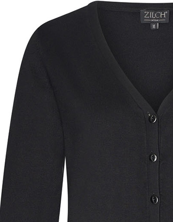 Cardigan V Neck Bamboe Zwart detail