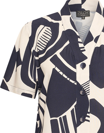 Jurk Doorknoop Nova Patern Navy detail