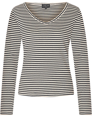 Longsleeve V&#8209;Neck Two Tone Black