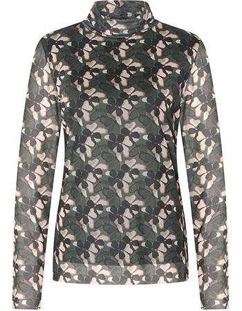 Longsleeve Mesh High Neck Blooming Rose Quartz Green