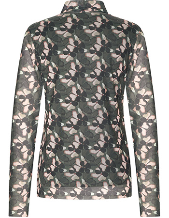 Longsleeve Mesh High Neck Blooming Rose Quartz Green detail