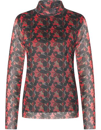 Longsleeve Mesh High Neck Blooming Rose Quartz Green