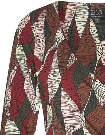 Longsleeve Cross Over Leaves Celery Green detail