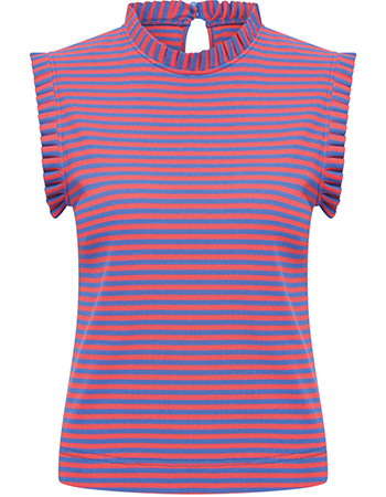 Shirt Ruffle Stripe Blossom Blue