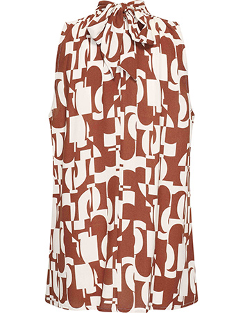 Top Ann Mouwloos Strik Pecan Abstract detail