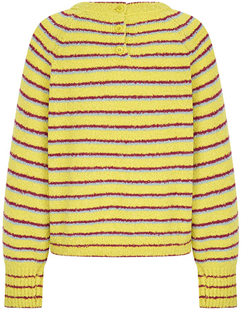 Trui Bou Alpaca Buttons Stripe Curry detail