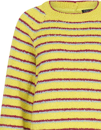 Trui Bou Alpaca Buttons Stripe Curry detail