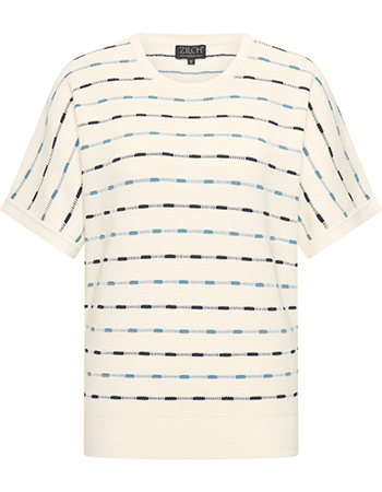 Trui Korte Mouw Paula Navy White