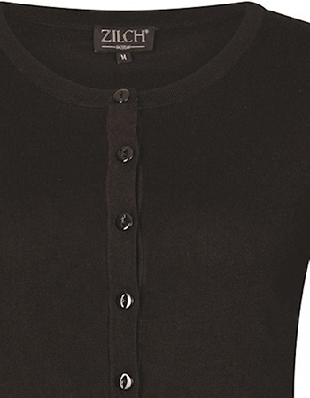 Cardigan Round Neck Bamboe Zwart detail