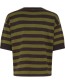 Trui Top Fijn Gebreid Stripe Avocado Java detail
