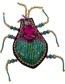 Handgemaakte Broche Kever Pink Green