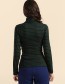 Groene Lalamour Ruby longsleeve met col en fijne lurex streepjes, vegan mode