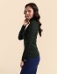 Groene Lalamour Ruby longsleeve met col en fijne lurex streepjes, vegan mode
