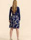 Blauwe Lalamour Demi rok met ceintuur en sierlijke bloemen en vogels