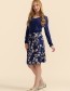 Lalamour midi-rok Demi in blauw met paisley en vogel dessin