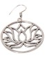 Oorbellen Brass Silver Round Lotus detail