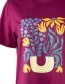 T‑shirt Boxy Flowers Raspberry detail